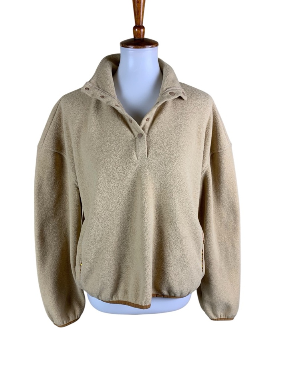 Stoic Tan Fleece Pullover Jacket Snap Neck‎ Cozy Outdoor Casual Warm Medium